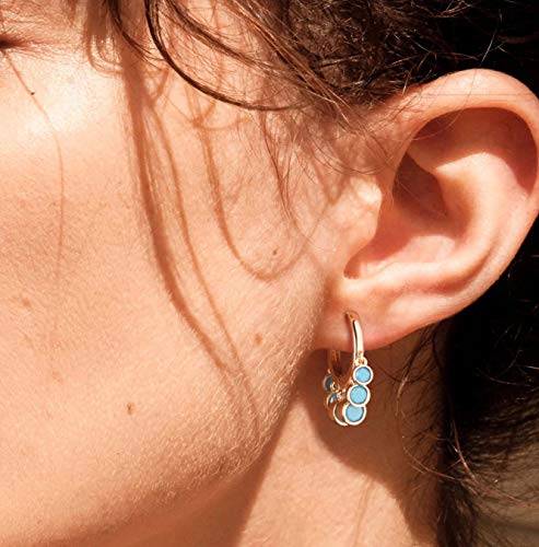 LOYATA Gold Huggie Hoop Earrings 14K Gold Plated Dainty Small Simple Hypoallergenic Jewelry Gift for Women - style: Turquoise Dots