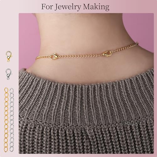 LEOBRO 968pcs Keychain Making Kit, Keychain Clip and Key Ring, Jump Rings for Jewelry Making, Lobster Claw Clasp, Key Chain Making Kit, for Keychains, Jewelry, Purse Making - color: Gold & Silver