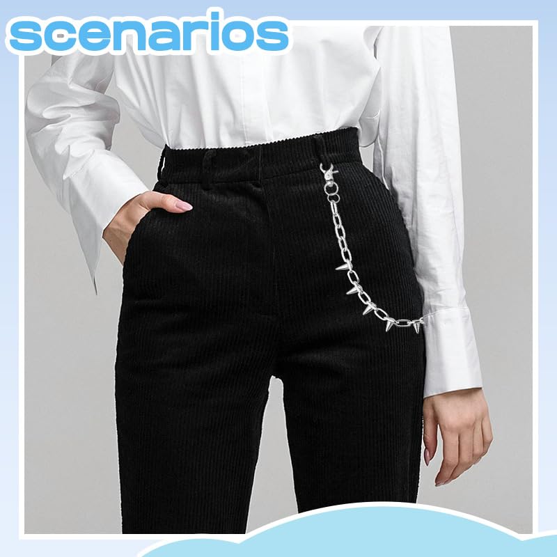Goth Pants Chain Charms for Women Men Punk Layered Jean Chains Gothic Y2k Pocket Chain for Women Hip Hop Waist Chains - color: Rivet2
