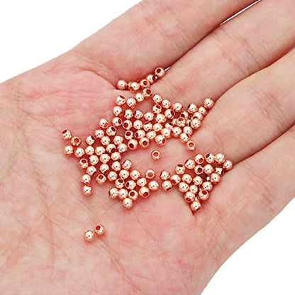 Rose Gold Plated Round Spacer Beads 3mm 300pcs for Jewelry Making Findings Non Tarnish - color: Rose Gold, size: 3mm
