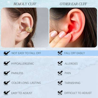 Gold Ear Cuff for Women, 14K Gold Plated Single Non-Pierced Earring with Micro-Pave Cubic Zirconia Adjustable Open Ear Clip for Daily Wear & Special Occasions - color: ear cuff-S 009