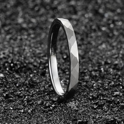 2/4/6/8mm Black/silver/gold Tungsten Rings for Men Womens Couple Fashion Jewelry Promise Engagement Wedding Band Hammered Inner ring inlaid with olive wood Carbide Polished Edge Comfort Fit - color: 2MM silver