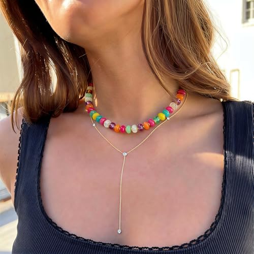 Chunky Beaded Necklace for Women, Colorful Trendy Statement Summer Jewelry Gift - color: necklace-26