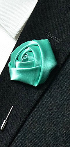Gentleman's Essentials Premium Handmade Flower Lapel Pin Boutonniere - color: Baby Blue [Rose Bud]