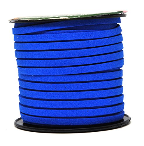 Mandala Crafts 5mm Blue Faux Suede Vegan Leather, Jewelry Making | 50 Yards Durable Flat Leather Strings, Laces & Strips for Bracelets, Necklaces, Braiding, Dream Catchers Supplies & Chokers - color: Blue, size: 5mm 50 Yards