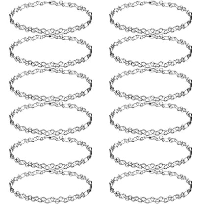 PAGOW Tattoo Choker Set, Stretchy 90s Choker Necklace, Adjustable Retro Y2K Gothic Grunge Chokers Jewelry Accessories - color: Black,12Pcs