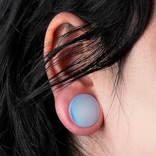 8G-12mm Solid Ear Plugs Tunnels for Women Men Single Flared Ears Gauge Plugs with O-Ring Stretcher Expander Piercing Body Jewelry Black White Clear Opalite 1 Pairs - color: Opalite, size: 6 Gauge = 4mm = 3/16 inch