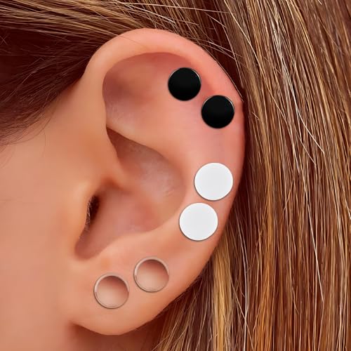 6Pcs Acrylic Gauges for Ear 0G-28mm Clear Black White Ear Plugs Double Flare Tunnels Ear Expander Body Piercing Jewelry for Women Men - size: 11mm(7/16")