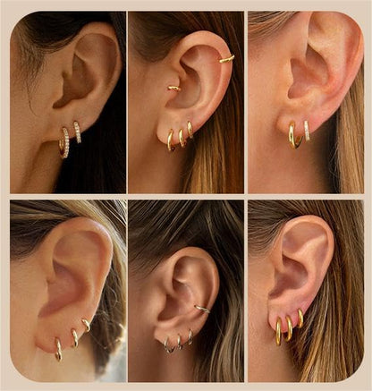 Huggie Hoop Earrings Small Hypoallergenic 14K Gold Plated Huggie Earrings For Women Simple Huggie Stud Earrings - color: Gold2-8/10/12mm