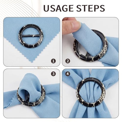 Boao 16 Scarf Ring for Women T Shirt Clips to Tighten Scarf Ring and Slides Clothes Corner Knotted Button for Sweater Dress(Retro Style) - style: Retro Style