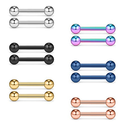 12-24PCS 16G Eyebrow Ear Helix Tragus Cartilage Earring Lip Rings Barbell Body Piercing Jewelry 6mm 8mm 10mm 12mm - style: 8mm