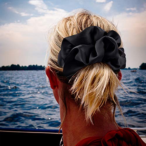 Black Big Scrunchies for Women 6.3Inches Large Scrunchie Satin Oversized Silk Thick Elastic Hair Ties Jumbo Hair Scrunchies 6 Pack (Black) - color: Oversized Black, size: 1 Count (Pack of 6)