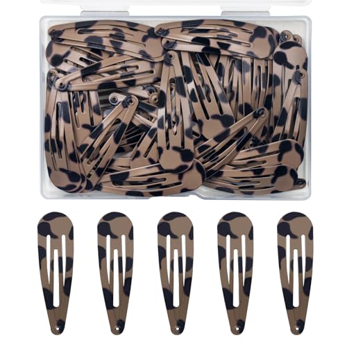 ELANE 50 Pcs Waterdrop Snap Hair Clips for Women Girl,Cute Hair Barrettes for Women Fine Thin Hair Accessories (Light Coffee) - color: Light Coffee