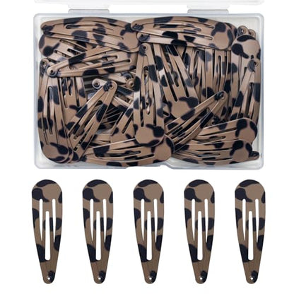 ELANE 50 Pcs Waterdrop Snap Hair Clips for Women Girl,Cute Hair Barrettes for Women Fine Thin Hair Accessories (Light Coffee) - color: Light Coffee