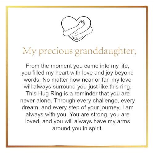 Granddaughter Daughter Hug Ring For Hope Rings, Stainless Steel Inspirational Jewelry Engraved Always With You Love You Forever Message Adjustable Non Tarnish Jewelry Birthday Gift Card - color: I Love You Forever
