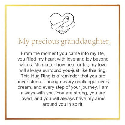 Granddaughter Daughter Hug Ring For Hope Rings, Stainless Steel Inspirational Jewelry Engraved Always With You Love You Forever Message Adjustable Non Tarnish Jewelry Birthday Gift Card - color: I Love You Forever