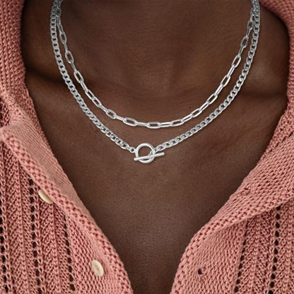 CHESKY 14K Gold Plated Layered Chain Necklace for Women | Trendy Cuban Link Chain, Chunky Paperclip Chain, Toggle Clasp Necklace, Fashion Gold Jewelry, Daily Gift for Women - style: Paperclip Toggle-SL