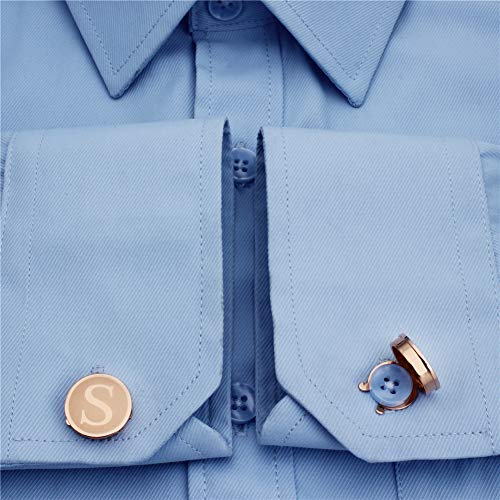 HAWSON Men's Letter Initial Button Cover Cufflinks Letter Rose Gold/Silver Suitable for Formal Business Shirt Letter A-Z - color: Rose Gold Color - S