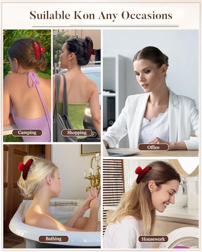 Molans 3PCS Hair Claw Clips Acrylic Clamps for women - Non-slip Strong Hold Barrettes for Thin Thick Hair, Medium hair clips Accessories - color: Group: Red