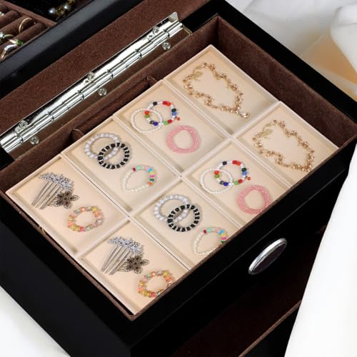 12 Pack Velvet Jewelry Trays, 8.3x5x0.9 Inches | Stackable Jewelry Organizer Inserts for Women, Beige Display Trays for Necklace Earring Ring Bracelet
