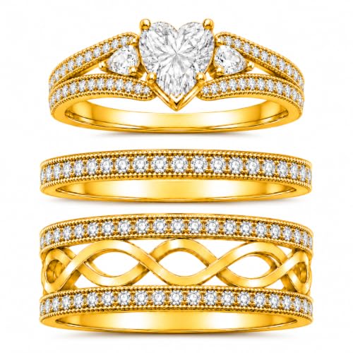 3Piece Moissanite Ring Set for Couples 925 10K 14K 18K Moissanite Wedding Ring - style: Ring 3