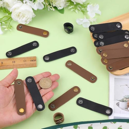 8PCS 2 Colors PU Leather Silk Buckle Ring Solid Color Leather Scarf Holder Scarf Clasp Clips