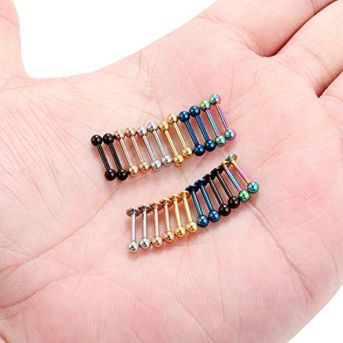 12-24PCS 16G Eyebrow Ear Helix Tragus Cartilage Earring Lip Rings Barbell Body Piercing Jewelry 6mm 8mm 10mm 12mm - style: 24PCS - 8mm Straight & Lip Barbell