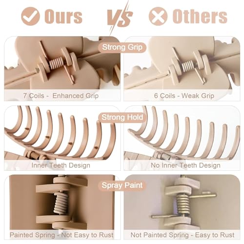 TOCESS Pink Brown Large Claw Clips: 8 Pack 4.3" Neutral Matte Hair Clips | Strong Hold Jumbo Jaw Clips for Thick, Thin, Curly & Fine Hair Women Pink, Apricot, Mocha and Dark Brown - color: Milk Tea, Agarwood, Sakura, Misty Rose