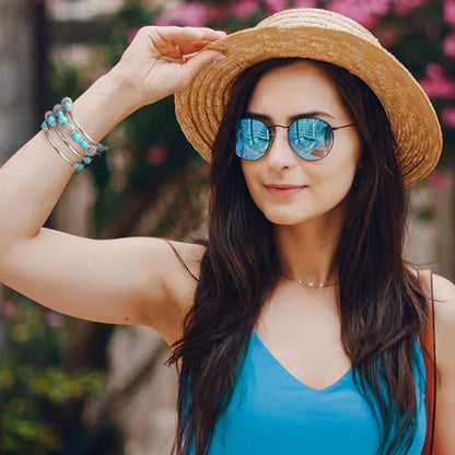 Inbagi 3 Pcs Western Jewelry for Women Turquoise Bracelet Native American Jewelry Western Gift for Women Silver Bohemian Turquoise Cuff Bracelets(Vintage) - style: Vintage