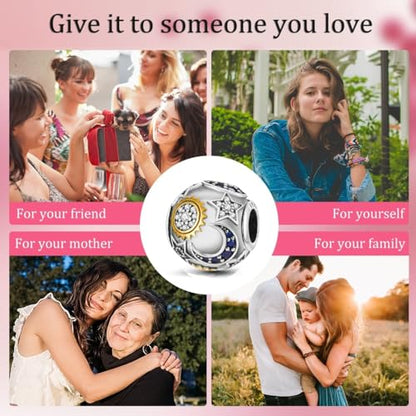 HONGRUI 925 Sterling Silver Charm for Bracelets Fashion Women Jewelry Gift - color: Silver Sun