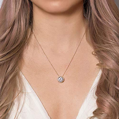 A+O Gift for Mom, Aunt, Grandma - Solitaire Halo Necklace in Gold, Rose Gold, Silver - style: GRANDMA, Gold