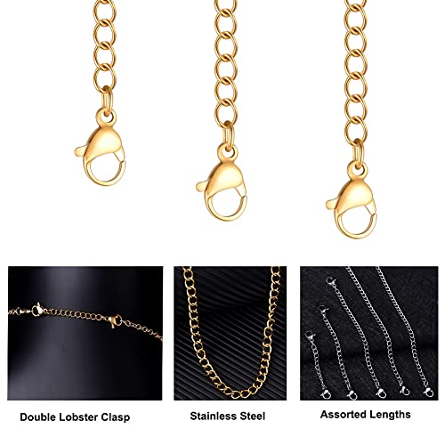 10Pcs Stainless Steel Necklace Extender Chain Links, Gold Silver Necklace Extenders for Bracelet Anklet Stainless Steel Chain Extenders for Jewelry Making 2in 3in 4in 5in 6in (5 Gold, 5 Silver) - color: Gold and Silver