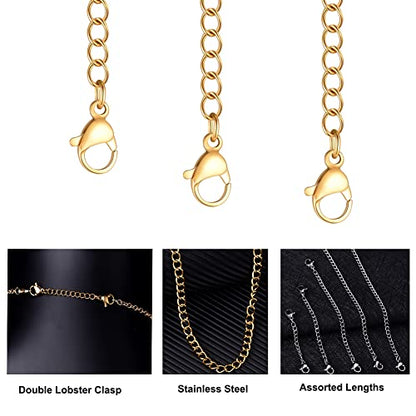 10Pcs Stainless Steel Necklace Extender Chain Links, Gold Silver Necklace Extenders for Bracelet Anklet Stainless Steel Chain Extenders for Jewelry Making 2in 3in 4in 5in 6in (5 Gold, 5 Silver) - color: Gold and Silver