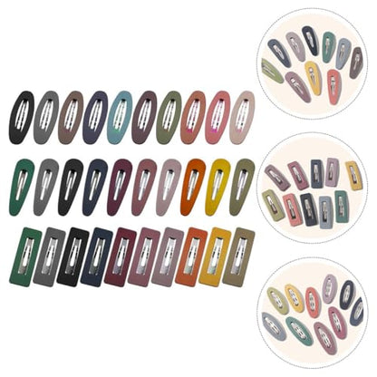 30pcs Mixed Color Hollow Matte Bangs Barrettes Hair Clip Set with Oval, Teardrop, and Square Designs for Women Everyday Hair Styling Random Color