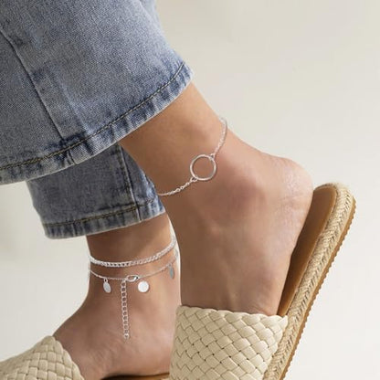 12pcs Gold/Silver Ankle Bracelets for Women Layered Waterproof 14k Cuban Link Chain Anklets Set Adjustable Dainty Summer Beach Gold Accessories Boho Bracelet Jewelry - style: 10PCS Style C