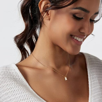 Zeffy Diamond Necklaces for Women, Dainty Gold Necklace 18k Gold Plated Layered Necklaces Simple Gold CZ Diamond Pendant Necklaces for Women Trendy Jewelry Gifts for Girls - color: Gold Birthstone Diamond Necklace