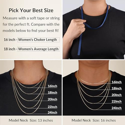 1.3mm Snake Chain 925 Sterling Silver 14K Gold Plated Chain Necklace for Women, Non-Tarnish, Tangle-Free, Silky-Smooth, Gift-Ready Luxury Chain - color: Gold, size: 16 Inch (Women's Choker Length)