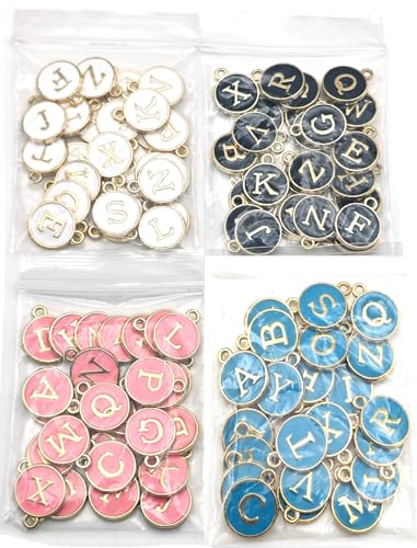104pcs Double-Sided Enamel Letter Charms for Jewelry Making, Includes A-Z Initial Charms for Bracelets, Necklaces & DIY Craft Projects