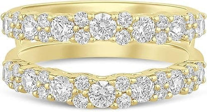 Dream Jewels 3.00Ct Round Cut Lab Created Moissanite Enhancer Guard Wrap wedding Band Ring, 14K Yellow Gold Over 925 Silver Pass Diamond Tester