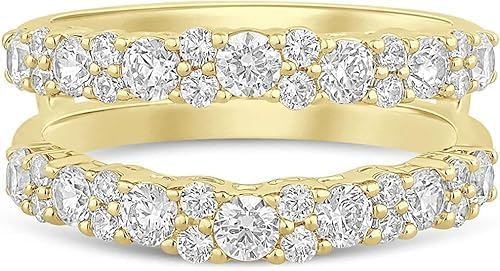 Dream Jewels 3.00Ct Round Cut Lab Created Moissanite Enhancer Guard Wrap wedding Band Ring, 14K Yellow Gold Over 925 Silver Pass Diamond Tester