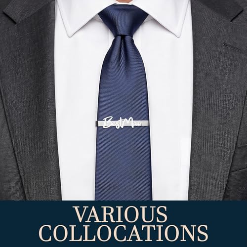 HAWSON Father of the Bride and Groom Tie Clip Best Man Skinny Stainless Steel Marriage Tie Bar Wedding Gift for Man - style: 2.5''-BESTMEN