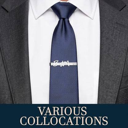 HAWSON Father of the Bride and Groom Tie Clip Best Man Skinny Stainless Steel Marriage Tie Bar Wedding Gift for Man - style: 2.5''-BESTMEN