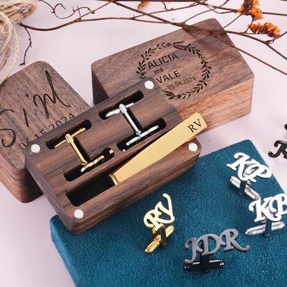 Personalized Initial Name Cufflinks for Men, Custom Stainless Steel Monogrammed Cuff links Wedding Groomsman Gift