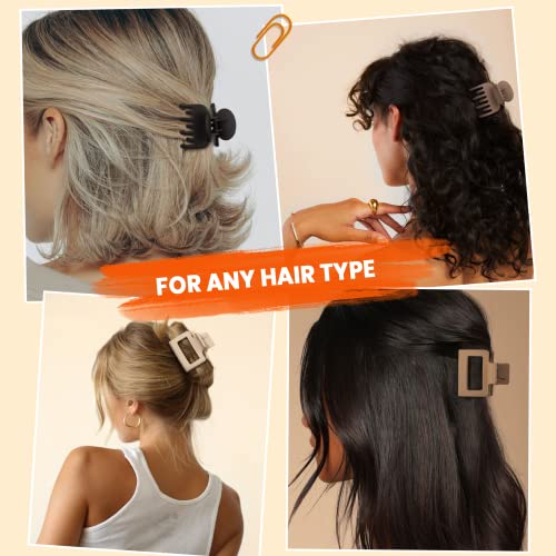 DEPOKA Matte Hair Clips for Women and Girls - Rectangle and Double Row Small Claw Clips for Thin/Medium Fine Hair - Nonslip Jaw Clips (Beige, Khaki, Brown, Black) - color: Beige, Khaki, Brown, Black