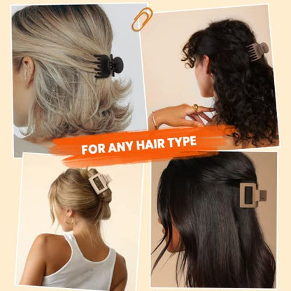 DEPOKA Matte Hair Clips for Women and Girls - Rectangle and Double Row Small Claw Clips for Thin/Medium Fine Hair - Nonslip Jaw Clips (Beige, Khaki, Brown, Black) - color: Beige, Khaki, Brown, Black