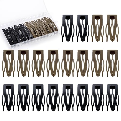 obeoby 20Pcs 2In Metal Snap Hair Clips for Women Girls Small Barrettes | Black Brown with Storage Box, Double-grip Flat Hair Pins for Styling Short Thin Thick Accessories Gifts Wedding Birthday - color: Black, Brown