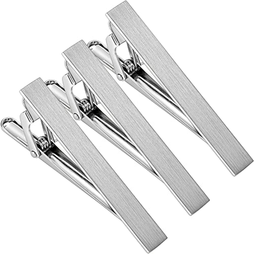 HAWSON 2 Inch Tie Bar Clips for Men Set of 3 Pcs Silver Necktie Accessories Perfect Wedding Business Gift