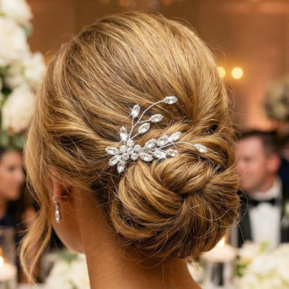 CASDRE Rhinestone Wedding Hair Comb Crystal Hair Accessories for Women (A Silver)