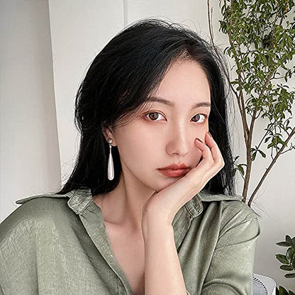 Pearl Clip on Earrings for Women Drop Clip Earrings for Women Gold Plated White Imitation Pearl Earrings Fashion - color: Long Pearl