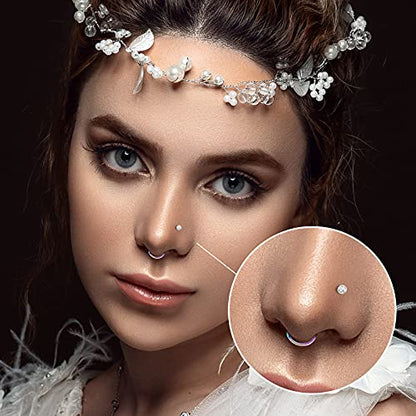 35-70 PCS 18G 20G Nose Rings for Women & Men - Gold Hoops, L Shape, Studs & Screw - 316L Surgical Stainless Steel - color: Color D-40pcs